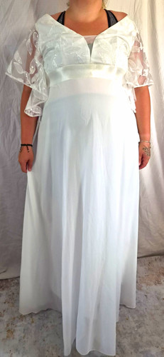 White chiffon empire neck - chiffon,
