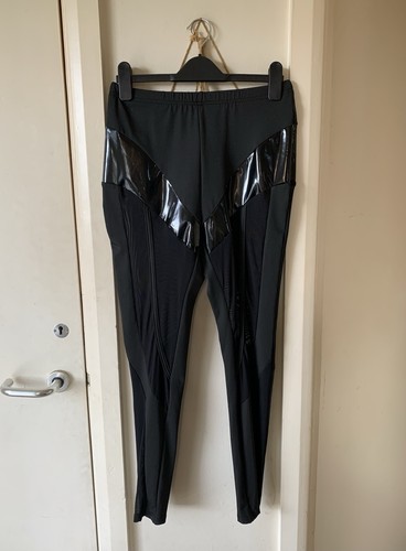 Sexy black mesh panel leggings - black,