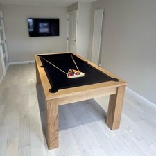 Elixir Solid Oak Slate Bed Pool Dining Table | 6ft & 7ft Sizes | Faster Delivery