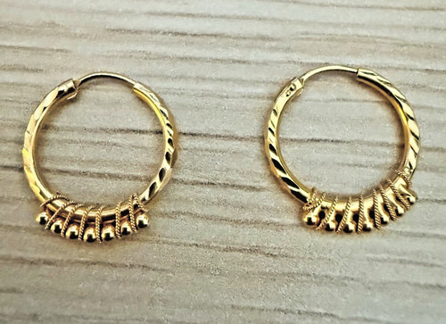 22ct gold indian hoop earrings - gold,