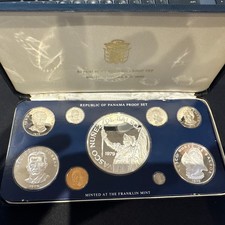 1979 Republic Of Panama Silver Proof Coin Set Franklin Mint 9 x Balboas Box COA