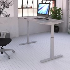 Elev8 Power Adjustable Height Sit/Stand Desk Grey Oak (SRP £575) *SPLIT ON EDGE*