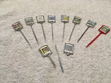 SET OF VINTAGE RETRO PLASTIC COCKTAIL STICKS WITH OLD ENGLISH PUB SIGNS