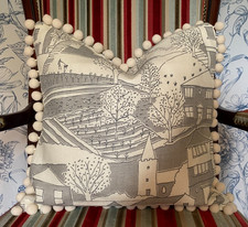 Vanessa Arbuthnott BY THE SEA Linen Cushion Cover Scree/Charcoal 42cm  Pom Pom