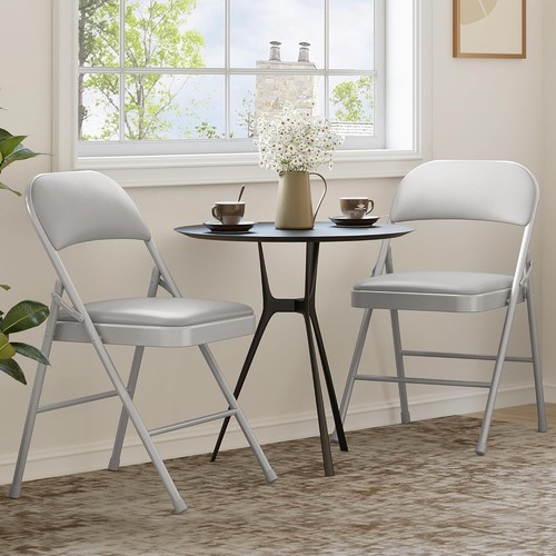 Pack black folding chairs pu - black,