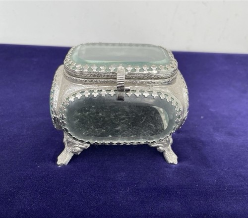 Vintage bevelled glass trinket - bevelled,