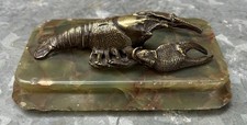 Antique C19th Grand Tour Bronze Study Of A Lobster Presented On A Onyx Base