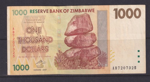 Zimbabwe 2007 1000 dollars - -,