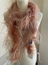 RRP47,95eur Passigatti 100% Feathers ostrich scarf boa collar camel beige 160cm