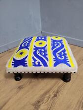 Vintage Country House BoHo Footstool Colourful Hippie Fabric Turned Legs