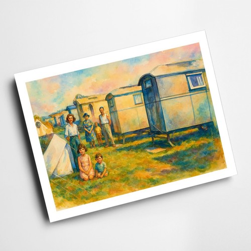 Print caravan sea view - -, caravan,