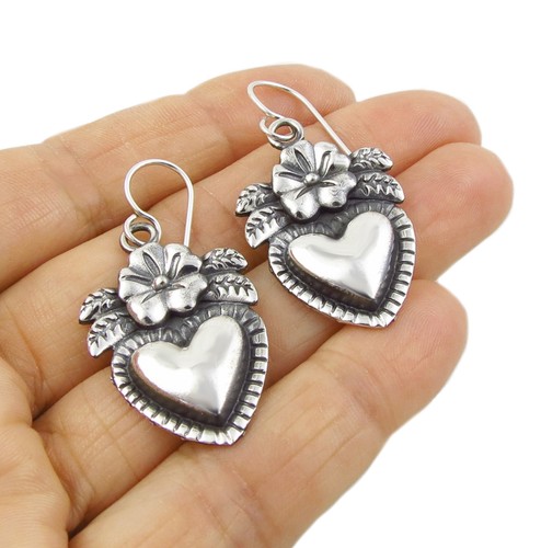Mexican milagro heart earrings - milagro,