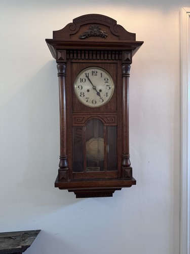 Antique wall clock with - antique,