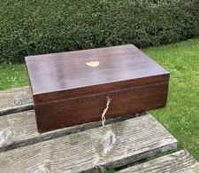 Large Oak 12 Place Setting Empty Cutlery Canteen Box, Campaign Handles,Tray,Key