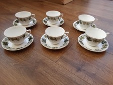 Royal Worcester, The Worcester Hop Mathon Cup & Saucers x6