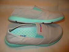 NEW Xtra Tuf Yellowtail Women 7W Gray Fabric, Lt. Blue Cushion Insole Boat Shoes