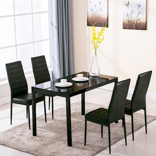 Modern black glass dining - modern,