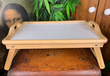 MODERN VINTAGE PINE & FORMICA FOLD UP BREAKFAST IN BED TV TRAY ON LEGS 21 X 14