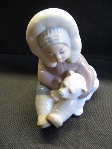 Lladro eskimo child with polar - lladro,