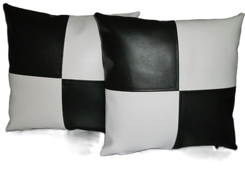 Black white check faux - black,