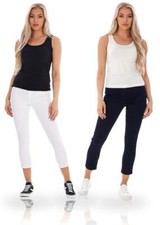 Ladies Denim 3/4 Crop Capri Pants Stretch Cropped Jeans