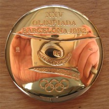 Rare Gold Olympic Volunteer's Participation Medal Barcelona 1992 Catalan script