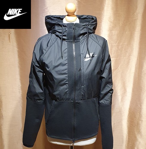 Nike men black hooded casual - black,