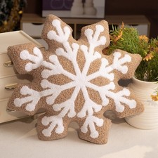 Christmas Themed Decorative Pillow with Snowflake Shape Winter Home Accent Gift