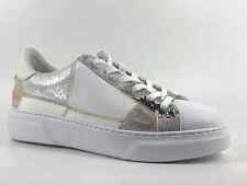 Moda in Pelle Brylonia Womens UK6 EU39 White Silver Leather Snake Print Trainers