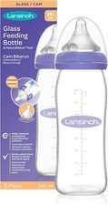 Lansinoh Glass Baby Bottle with NaturalWave Teat  Anti-colic Latex Free Silicone