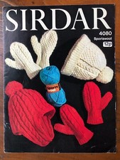 Sirdar 4080 knitting pattern child DK cable bobble hats & mittens in 2 styles