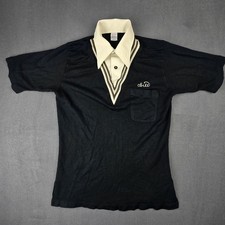 Vintage 1970s Hilton Chain Stitch Mens Medium Bowling Shirt Black White