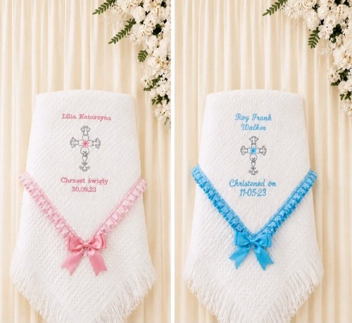 Babys shawl white embroidered - shawl,