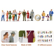 Model Trains O Scale Painted Colorful 20 Figures 1:43 Scale Standing People