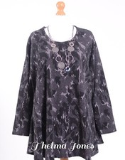 AKH Germany Lagenlook Boho Tunic Soft Warm Plus Size 22/26 Black  L/XL *NEW*