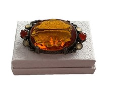 Vintage Celtic Signed Miracle Brooch Large Scottish Jewelry