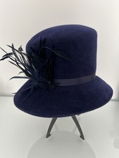 Emma B Designs Balfour Navy Felt Ladies Occasion Hat For Small Head VGC