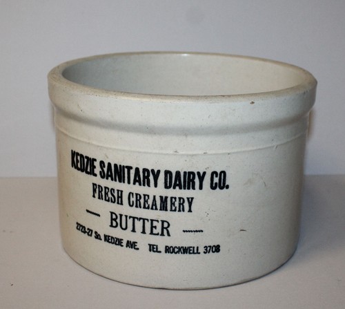 Antique stoneware butter crock - stoneware,