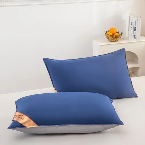 Blue gray bed - bed, pillow