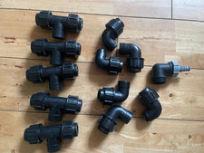 Job Lot 12 x Plumbing Fittings 25 mm Pipe connectors  Black Plastic