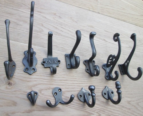 Rustic iron hooks - iron, cast