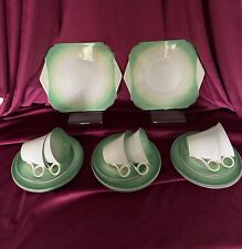 Vintage Shelley Tea Set - 20 Pieces - Pattern “Swirls” - Colour Green - 1930’s