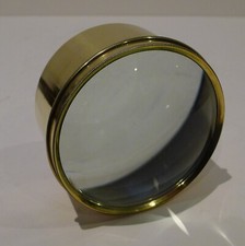 Large English Antique Brass Desk Magnifying Glass / Paperweight c.1910
