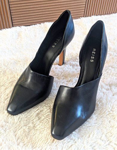 Reiss black leather - leather, square