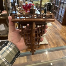 Antique Chinese Rosewood Ornate Chinoiserie Carved Wall Display Shelf 6" W
