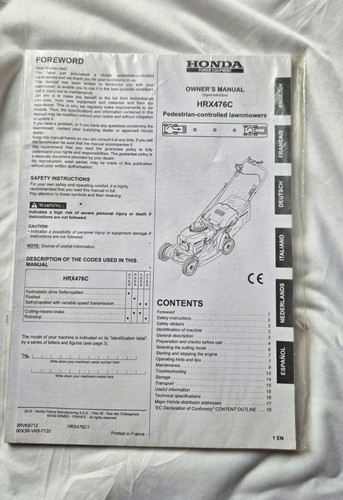 Honda hrx476c pedestrian - honda,
