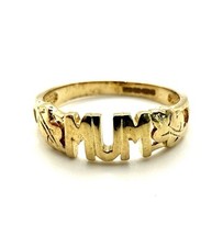 9ct Gold Mum Ring Yellow Gold Mum Ring Mummy Mama Birthday Gift LOVE Hallmarked