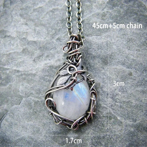 Moonstone leaf pendant - leaf,