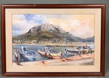 Vintage Oil Painting Harbour