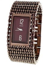 Ladies DKNY Rose coloured quartz watch with metal strap